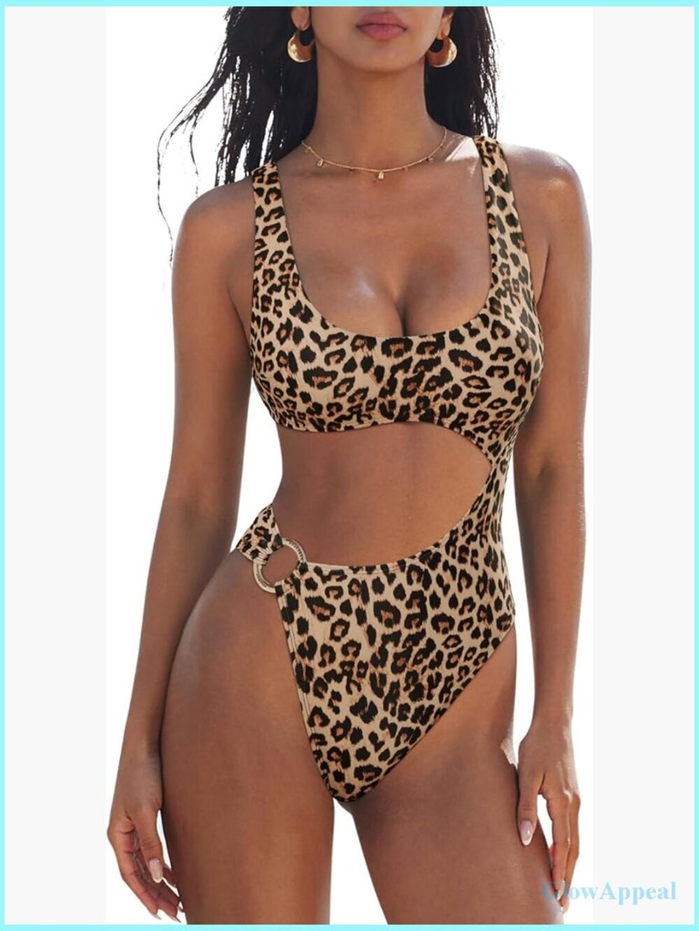 Women Sexy One Piece Tummy Control Swimsuit Cutout Backless Bathing Suit